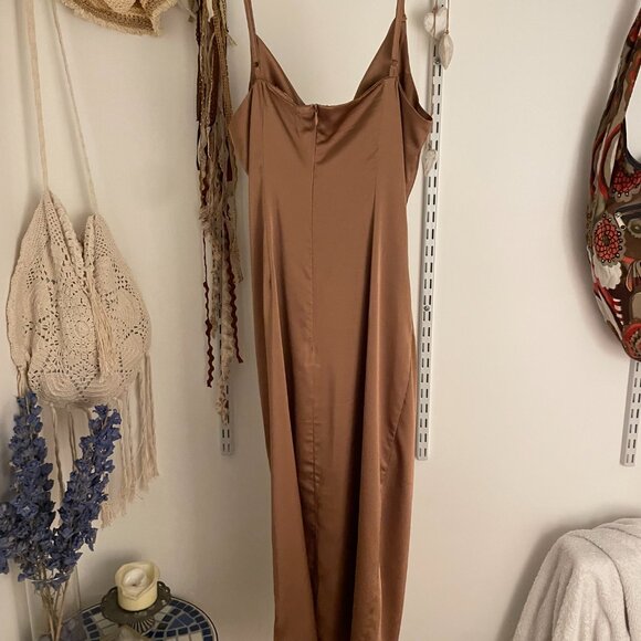 Cowl Neck Satin Slip Dress - Picture 2 of 6